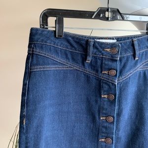 button up denim jean skirt // dark wash // pacsun